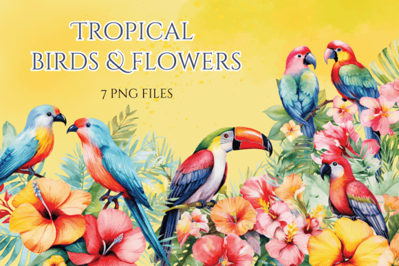 Birds Tropical Flowers Sublimation