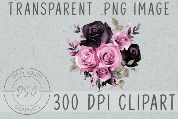 Black Pink Roses Arrangement Graphics