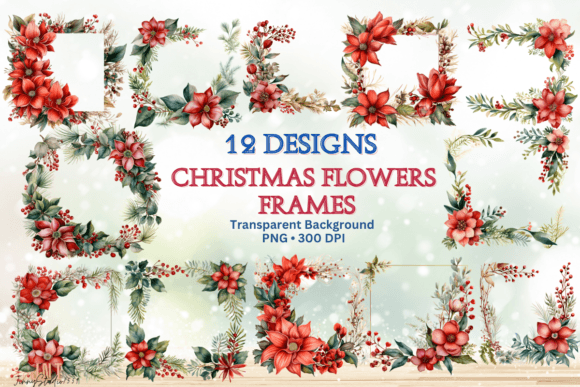 Christmas Flowers Frames Graphics
