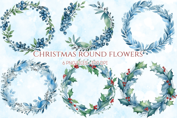 Christmas Flowers Winter Round Frame Graphics