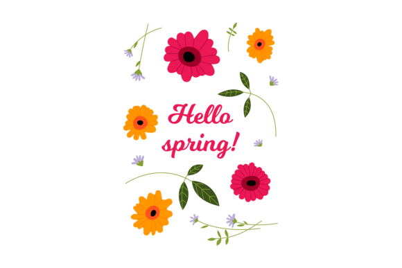 Colorful Spring Flowers on Season Greeti Graphics