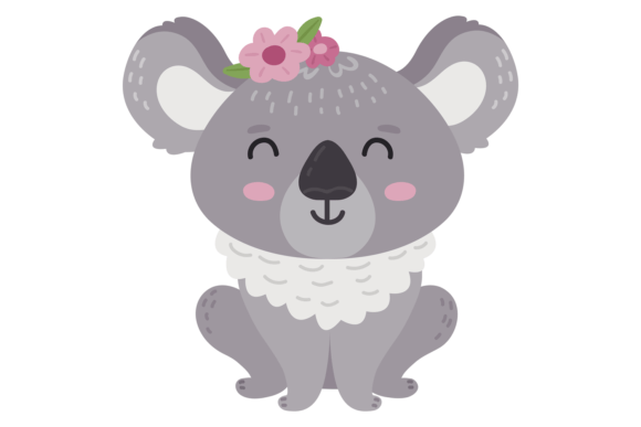 Cute Koala with Flowers: Graphics for Handmade Creations