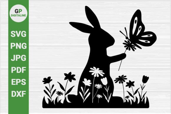 Easter Bunny, Flowers, Butterfly SVG Graphics