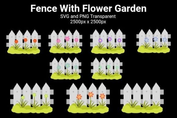 Fence with Flowers Garden: Graphics and Illustrations
