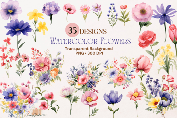 Floral Clipart. Watercolor Flowers