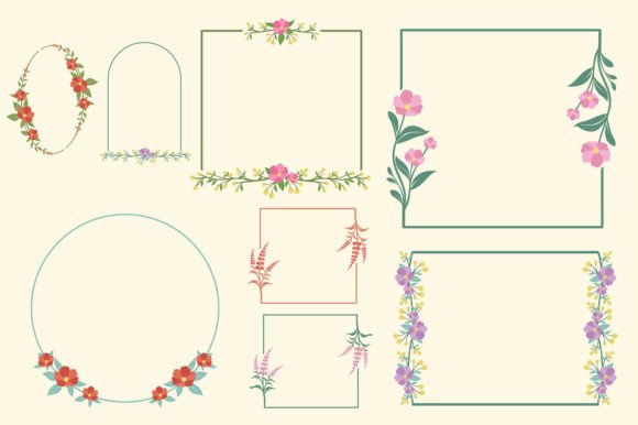 Flowers Frame Vector Set Graphics