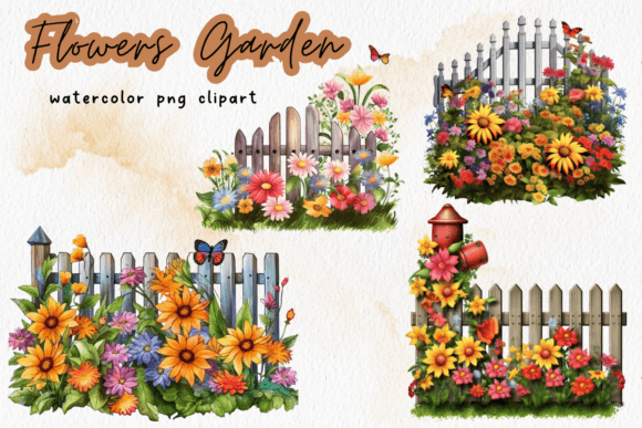 Flowers Garden Summer Watercolor Clipart: Graphics for Creative Design