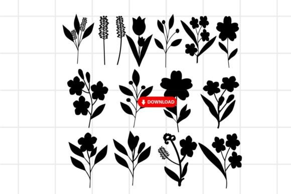 Flowers Silhouette Clipart: Graphics for Creative Branding