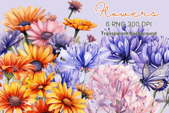 Flowers Watercolor Sublimation Clipart