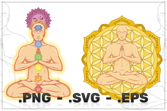 Man Meditating with Flowers: Graphics and Illustrations for Crafters