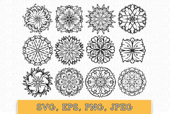 Mandala Flowers Hand Drawn Collection II