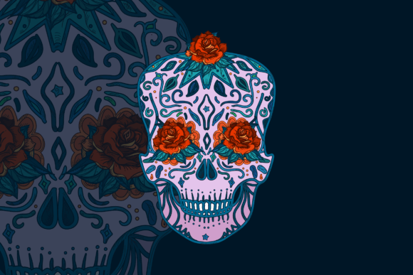 Mexican Skull with Roses: Graphics and Illustrations for Creative Design