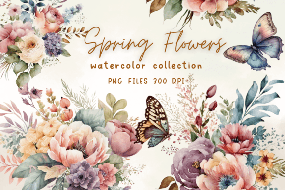 Pastel Flowers Watercolor Graphics