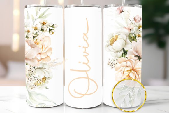 Personalized Tumbler Wrap Flowers Design Graphics