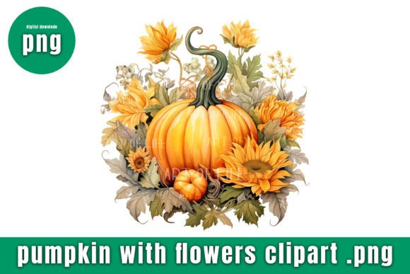 Pumpkin with Flowers Clipart: Graphics and Illustrations for Creative Projects