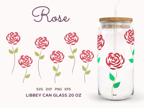 Rose Flowers SVG Libbey Can Glass 20oz