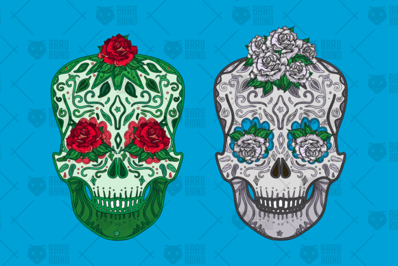 Roses in Skulls Illustration