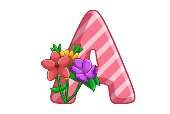 Spring Flowers Icons Alphabet a Stock