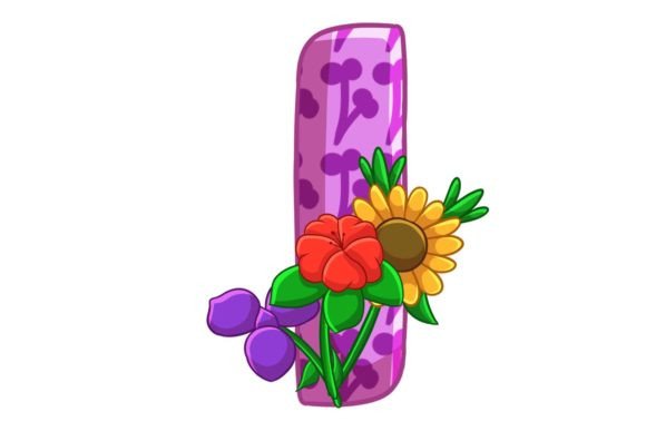 Spring Flowers Icons Alphabet I Stock