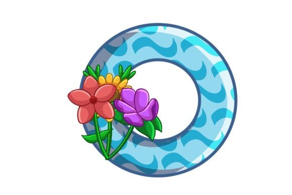 Spring Flowers Icons Alphabet O Stock Graphics
