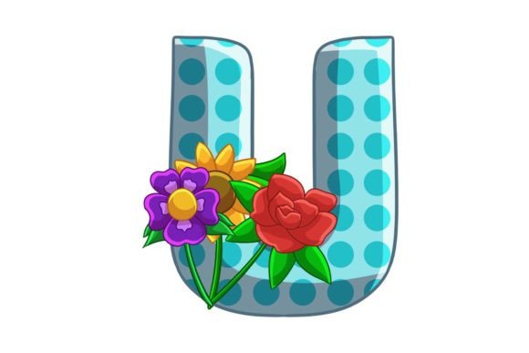 Spring Flowers Icons Alphabet U Stock Graphics