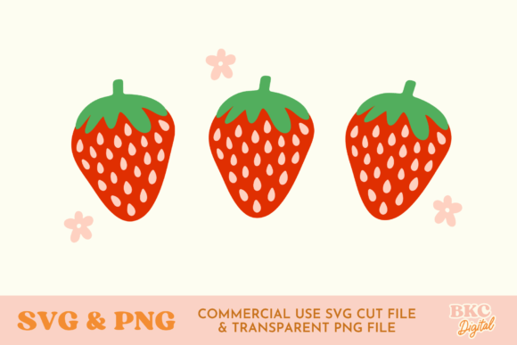 Strawberries Flowers SVG PNG for Graphics and Illustrations