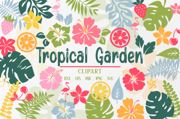 Tropical Island Garden Flowers Fruit Graphics