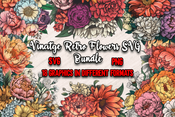 Vintage Retro Flowers SVG Bundle
