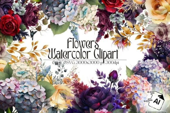 Watercolor Flowers Clipart: Graphics for Creative Crafting