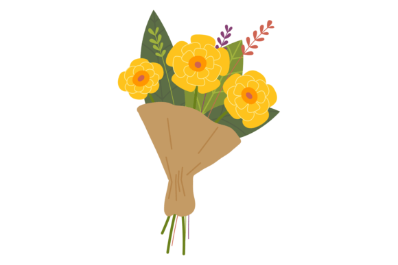 Yellow Flowers Bouquet. Garden Blossom D